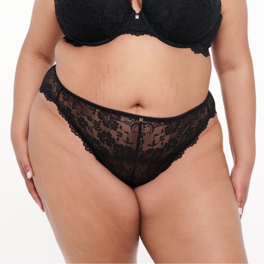 Savage x Fenty Black Floral Lace High-Leg Brazilian Panty size 2x